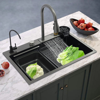 Edelstahl Rechteckige 68*45*21 cm Küche Waschbecken Große Single Slot Wasserhahn Set Seifenspender Tasse Waschmaschine