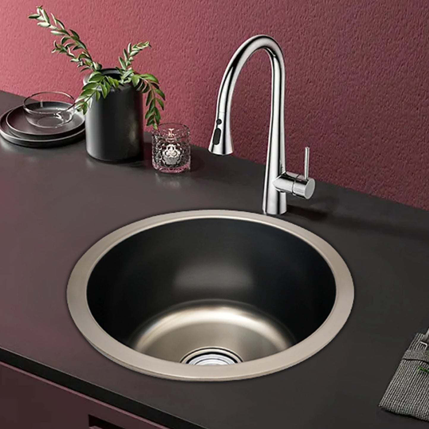 Grey Round Sink Kitchen Renovation Sink Round Single Sink Small Basin Round Basin for Bathroom