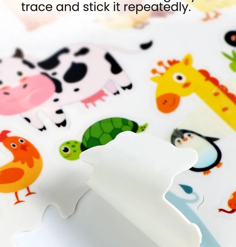 Kids' Reusable Castle Jelly Sticker Book Multi-Theme DIY Creative Jelly Stickers Portable Quiet Busy Book Montessori Sticker Toy.