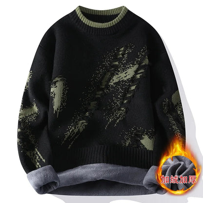New Fashion Men Streetwear Knitted Sweaters Man Outwear Loose Casual O-neck Pullovers Sweaters Male Fleece Winter Clothing 4XL.