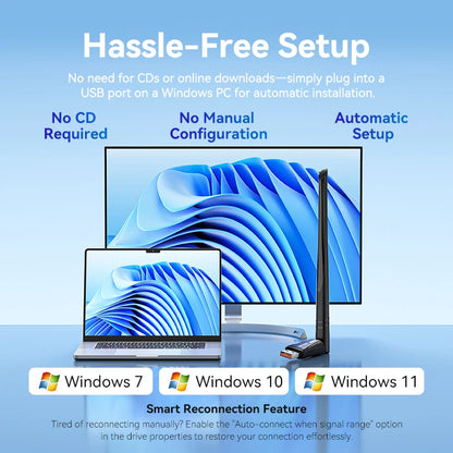 Vention New USB WiFi 6 Adapter 5G/2.4G 600Mbps Wireless WiFi Receiver Antenna Network Card Dongle LAN for Laptop PC Win 10/11.