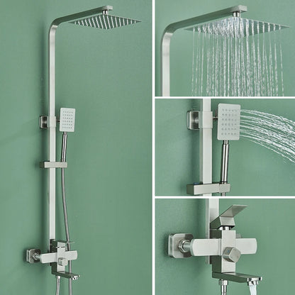 Gold Brushed Shower System 3 in 1 with Rain Handheld Shower Swivel Spout Shower For Bathroom Bathtub Shower Faucet