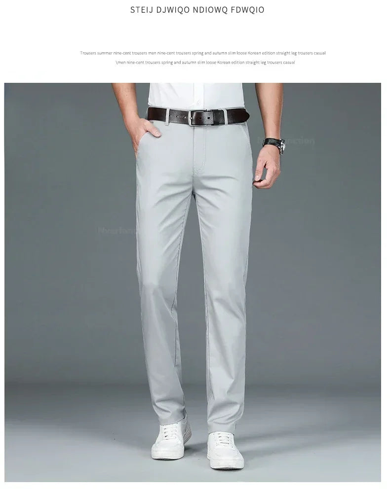 Summer New Men's Bamboo Fiber Slim Business Casual Pants Fashion Classic Breathable Designer Formal Long Trouser Male Clothing.