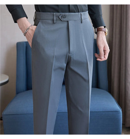 Men Suit Pants 2025 Elastic Slim Fit Formal Dress Pants Solid Casual White Trousers Pantalon Homme Wedding Party Men Clothing