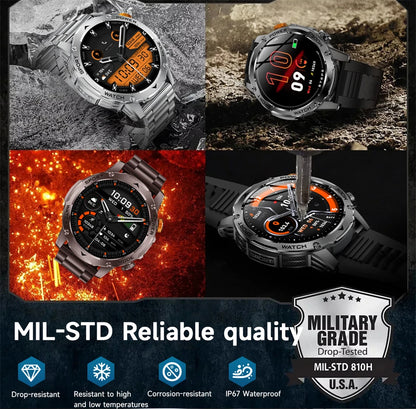 LIGE 2025 New For HUAWEI Xiaomi 1000mah AMOLED Smart Watch Men Sports Fitness LED Flashlight 3ATM Waterproof BT Call Smartwatch.