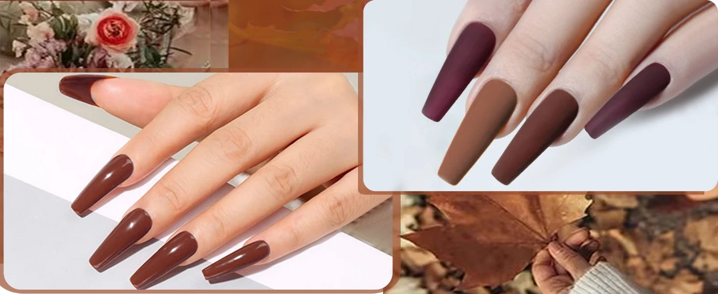 6 colors Dip Powder Set Brown Coffe Color Nail Powder Dipping Nail Powder Nail Art Manicure DIY Salon No Need Lamp Cure.