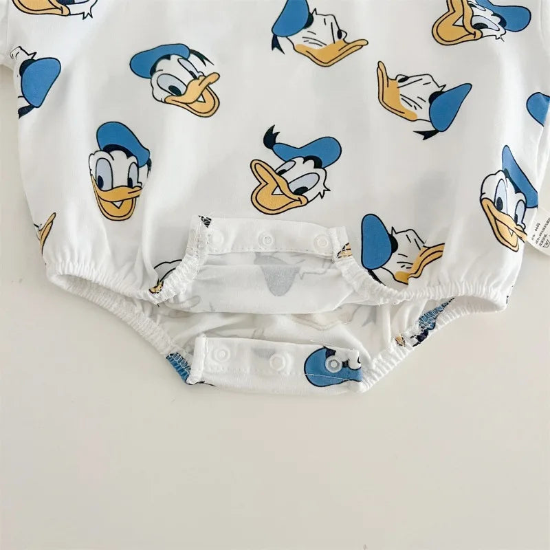 Donald Duck Bodys Einteiler Babykleidung 0-2 Jahre alt Cartoon-Stil Loose Wrap Ass Krabbelanzug K594-1.