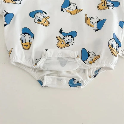 Donald Duck Bodys Einteiler Babykleidung 0-2 Jahre alt Cartoon-Stil Loose Wrap Ass Krabbelanzug K594-1.