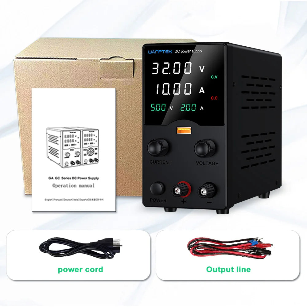Wanptek DC Lab Power Supply 32V 62V 120V 160V Adjustable Switching Power Supply with 5V 2A USB Charging Display Regulator.