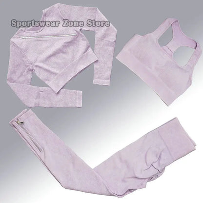 Yoga Suit High Waist Leggings Running Training Tights Sports Outfits Long Sleeve Crop Top Bra Seamless Fitenss Set Fitness Wear