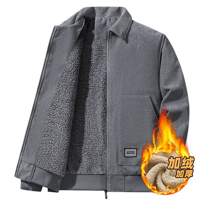 Winter New Arrival Corduroy Jacket Business Casual Windproof Thermal Fleece-Lined Thickened Collared Cotton Coat Fashionable.