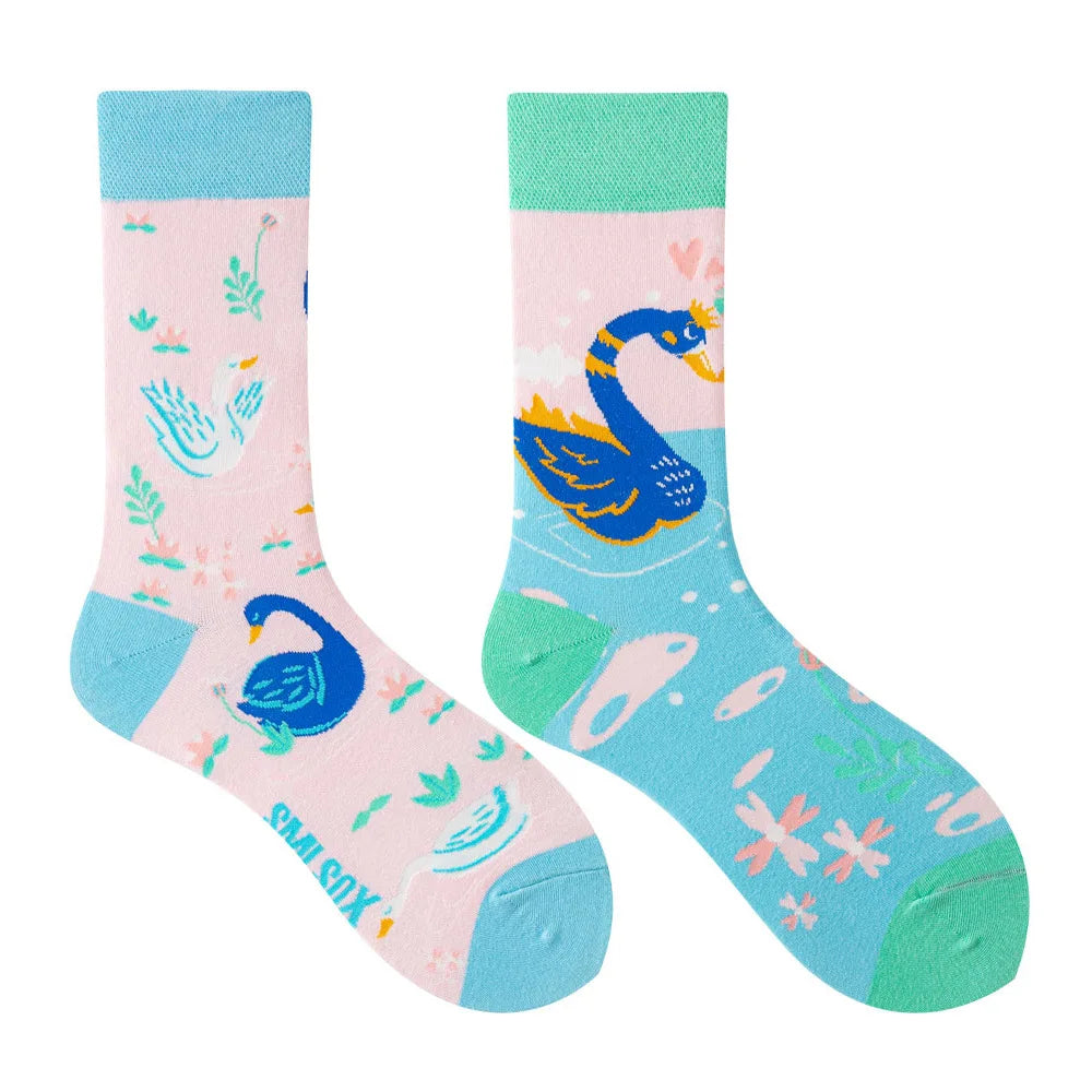 1 Pair Man Women Sock Original AB Tide Socks Colorful Cat Dog Koala Cow Cotton Socks Four Seasons Unisex Medium tube Socks Gift