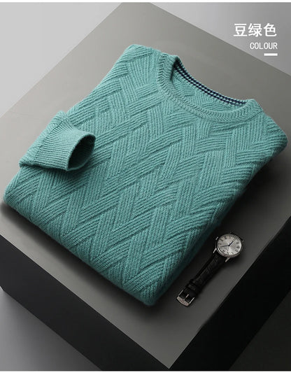 LHZSYY Men' New 100%Cashmere Sweater Winter O-Neck Mat Pullovers Long Sleeve Loose Plus Size Base Shirt Thicken Casual Knit Tops.