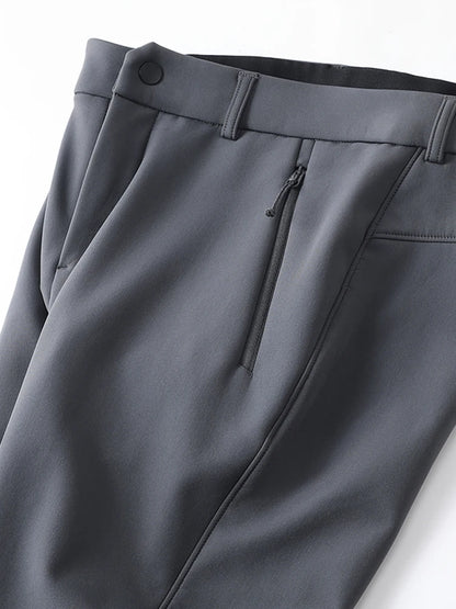 Men's Performance Casual Pants Fleece Lined Outdoors Waterproof Windproof Warm Trousers Business Travel Golf Stretch Pants.
