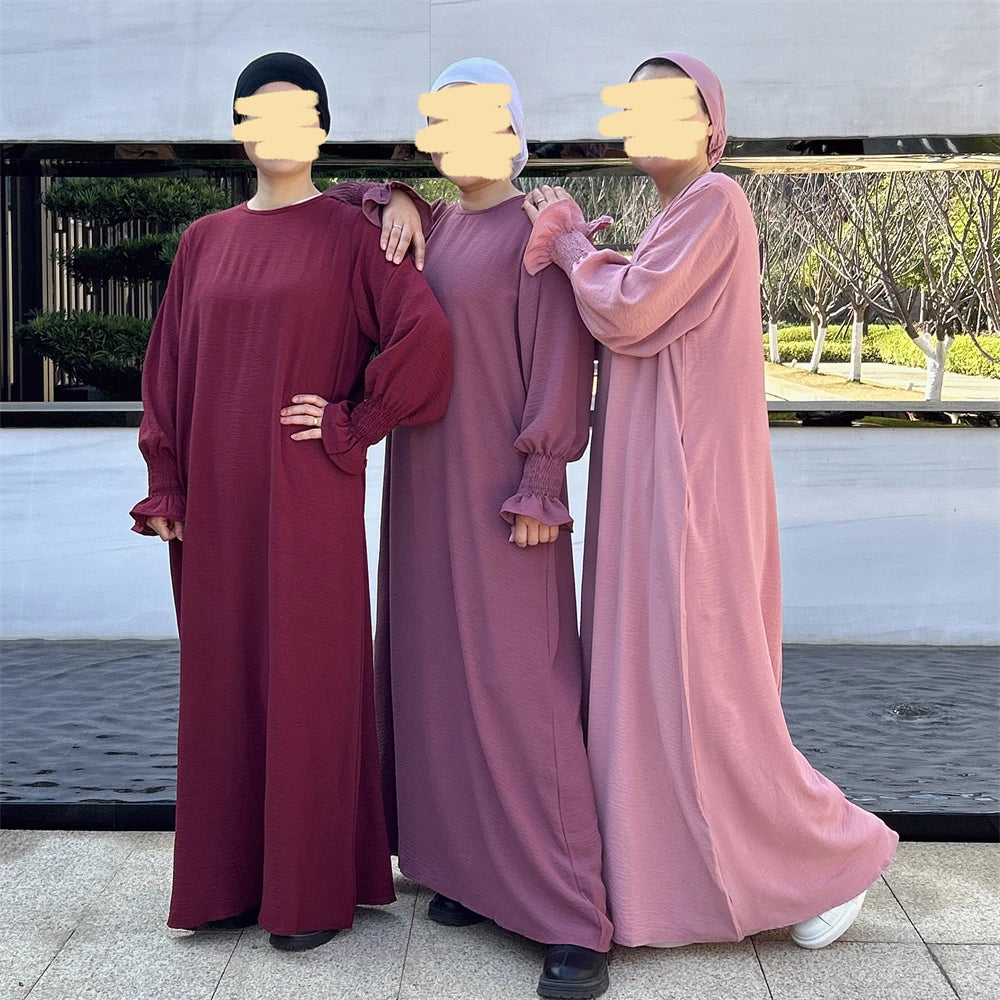 Eid Jersey Solid Modest Under Abaya Dubai 2024 Palestine Women Islamic Clothing Muslim Kaftan Inner Dresses Robe Femme Musulmane.