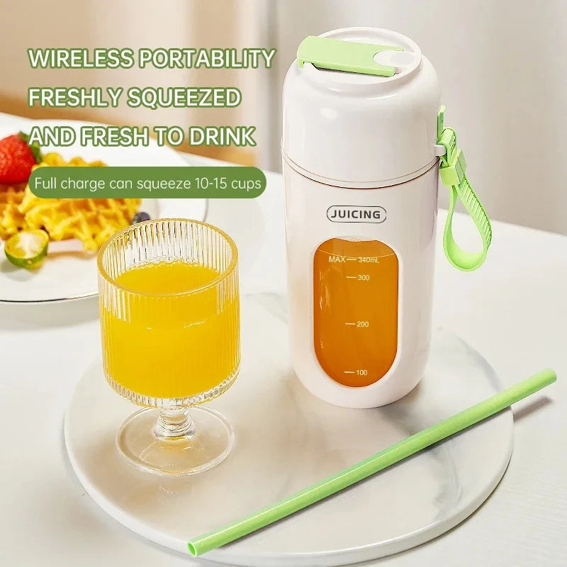 Portable Multi-function USB Wireless Juicer 12-blade Head Fast Juice Extraction 2600mAh Capacity Indoor and Outdoor Mixing Cup.