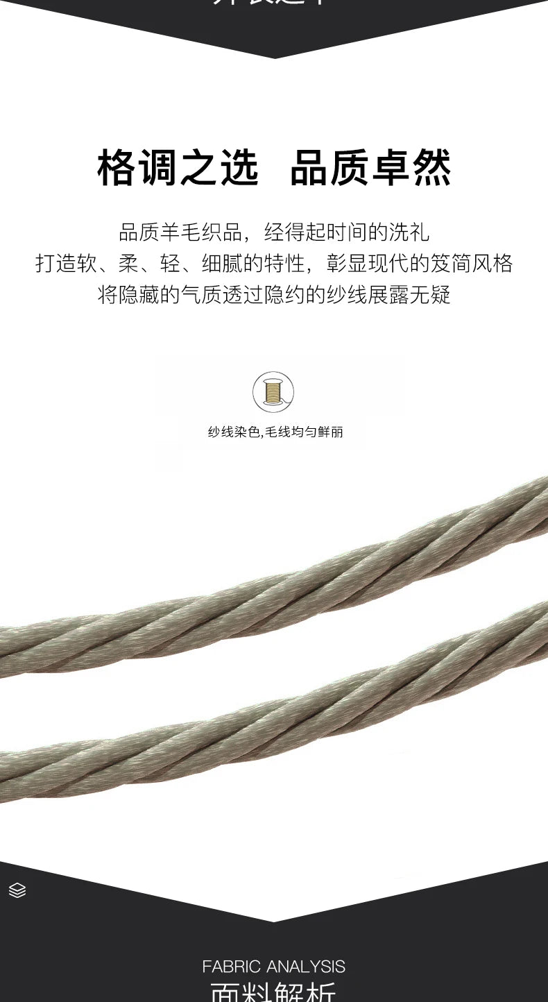 100% Merino Wool Men's Warm Sweater Mock Collar Thickened Zippered Cardigan Autumn Winter New Cashmere Knitted Long Sleeve Tops.