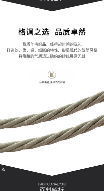 100% Merino Wool Men's Warm Sweater Mock Collar Thickened Zippered Cardigan Autumn Winter New Cashmere Knitted Long Sleeve Tops.