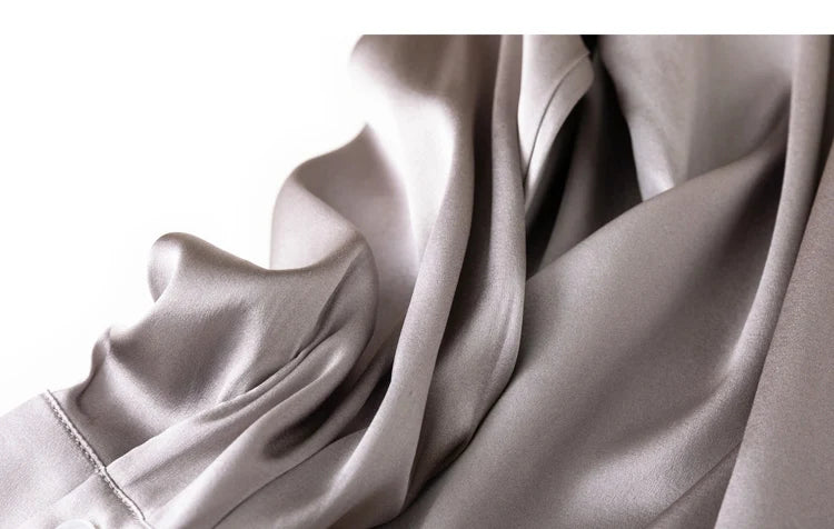 Tajiyane Damen-Langarmshirt aus 93 % Maulbeerseide, 7 % Elasthan, 19 Momme, Satin-Seidenknöpfe, Oberteil, Bluse, Büroarbeit, Chemise Femme