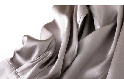 Tajiyane Damen-Langarmshirt aus 93 % Maulbeerseide, 7 % Elasthan, 19 Momme, Satin-Seidenknöpfe, Oberteil, Bluse, Büroarbeit, Chemise Femme