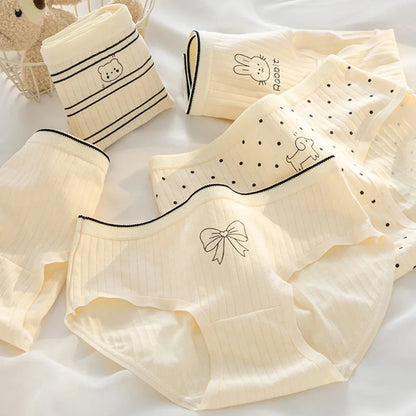 New 5Pcs/set Cotton Panties Strawberry Bear Cartoon Girls Briefs Sexy Women Underwear Lingeries Female Underpants.