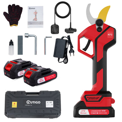 Professionelle Elektrische Gartenschere 25mm 2*1500mAh,2* 21v Lithium-Wiederaufladbar Akku Astschere, Rosenschere