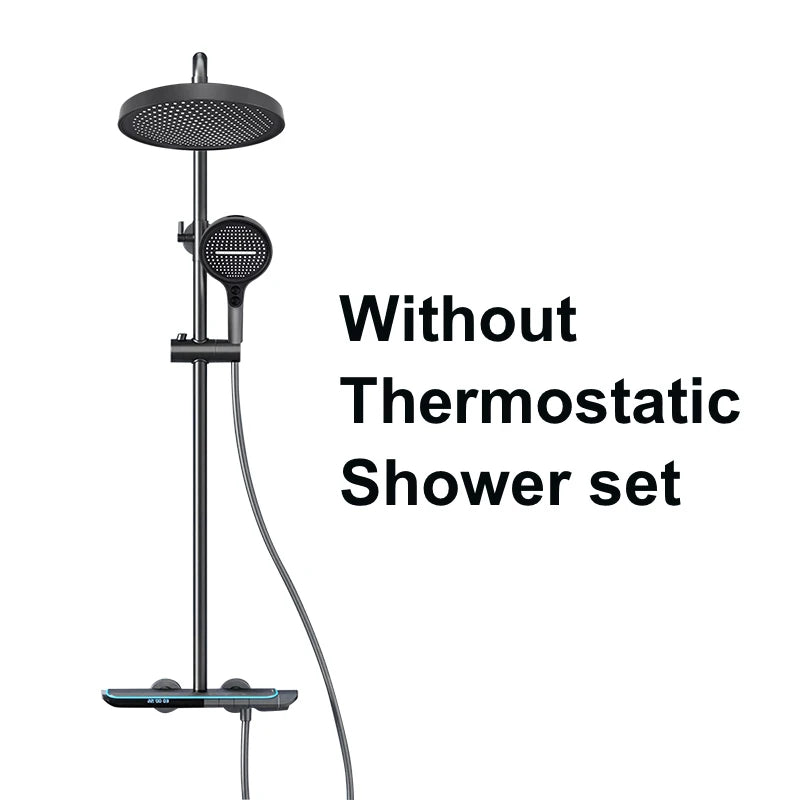 VGX Thermostatic Shower System Set Smart Digital Bathroom Shower Faucet Set Temperature Display Rainlfall Bathroom Shower Set