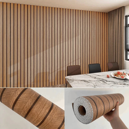 Faux Grille Wall Stickers Self Adhesive Wallpaper for Bedroom Walls Thick Foam Wood Grain Peel and Stick Wallpapers Home Decor