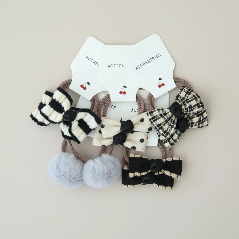 10Pcs/Lot, Elastic Hair Bow Clips for Children, Children's Headwear Hair Accessories for girls, Cute Hair ties, Lovely Hair Rope