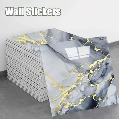 10PCS 30X30CM  Marble Gold 3D Wall Sticker Self Adhesive Tile Stickers Waterproof Oil Home Kitchen Bathroom Floor Sticker