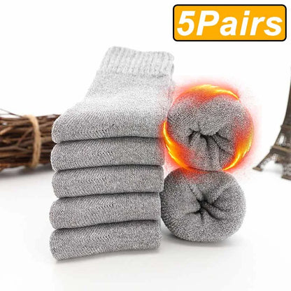 5 Pairs Winter Warm Men’s Socks thick Male Women Socks Super Thicker Solid Socks Winter Socks Against Cold Snow Terry Socks