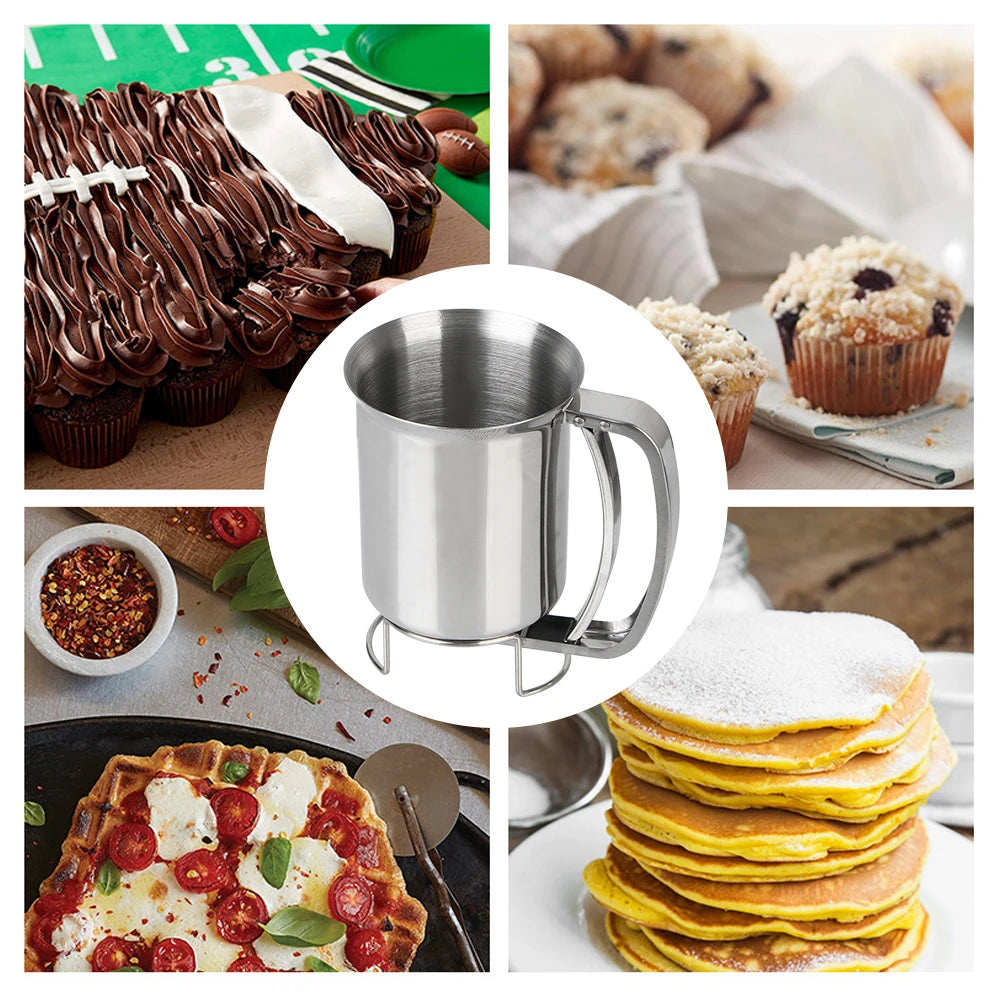 Kitchen Tool Cake Cupcake Dough Dispenser Funnels Piston Funnel With Support Batter Dispenser Baking Tools Stainless Steel.