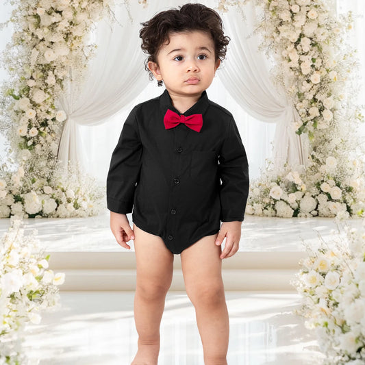 Baby Jungen Kleid Hemd Neugeborenen Taufe Body Säugling Hochzeit Taufe Weihnachten Formale Einteilige Herren Party Strampler