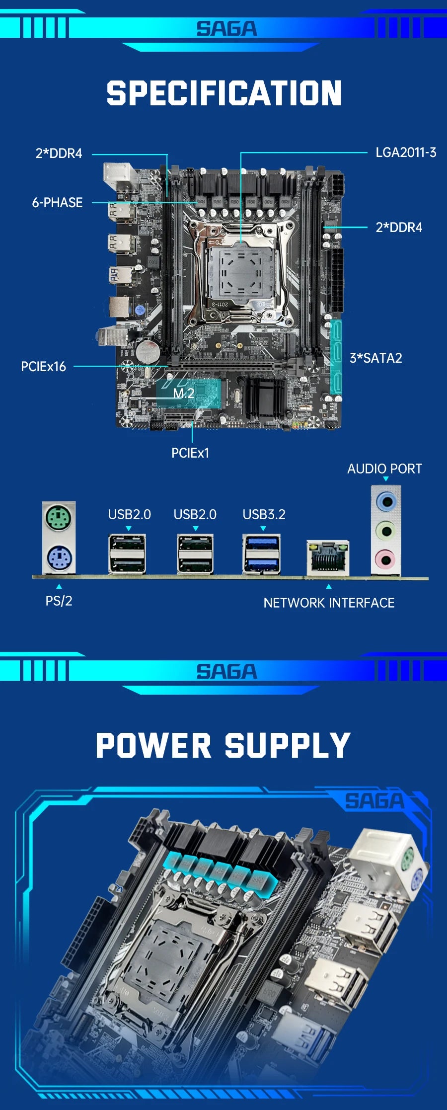 SOYO X99 Gaming Motherboard Set with Intel Xeon E5 2680 V4 CPU& DDR4 8Gx2 2133MHz Dual Channel ECC RAM M.2 NVME for Desktop PC.