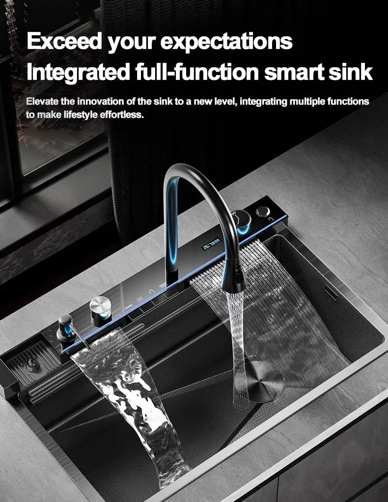 Extra Thick 5.0mm Kitchen 304 Sink, Whale Sink, Stainless Steel Large Single Sink, Waterfall Sink, Thickened Dish Sink