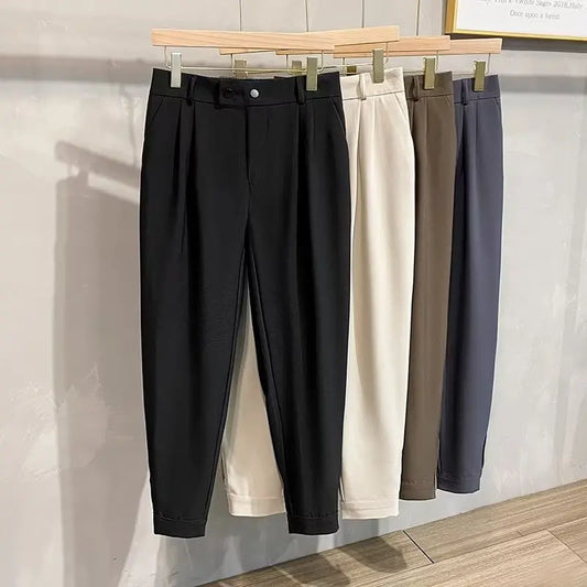 Luxury Fashion Straight Men's Casual Pants Spring Summer New Korean Suit Pant Harem Business Formal Male Trousers Trendy Brand.