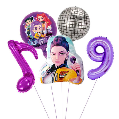 1 Set Kpop Dämonenjäger Thema Ballon Mädchen Alles Gute zum Geburtstag Party Dekoration Kinder Baby Dusche Geschenke Lieferungen