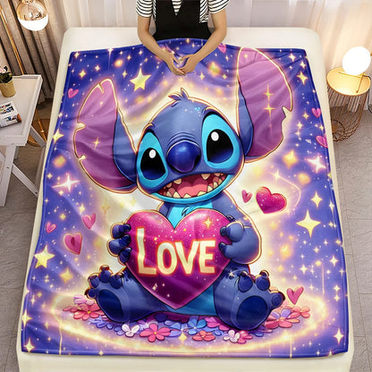 Lilo & Stitch, Stitch Printed Sofa Soft Warm Flannel Throw Blanket.Office,Camping,Picnic,Outdoors,Nap Cape,Bedroom Blankets..