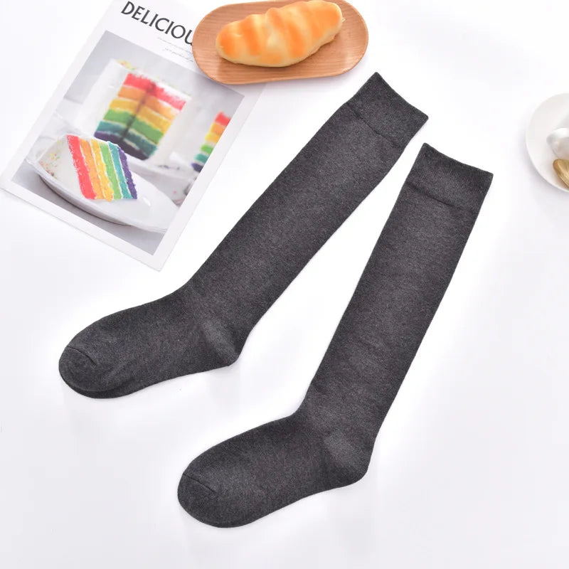 Cotton Spring Autumn Women Knee High Soild Color Socks Ladies Girl School Party Street Dancing Winter Knee Warm Sock For Women.