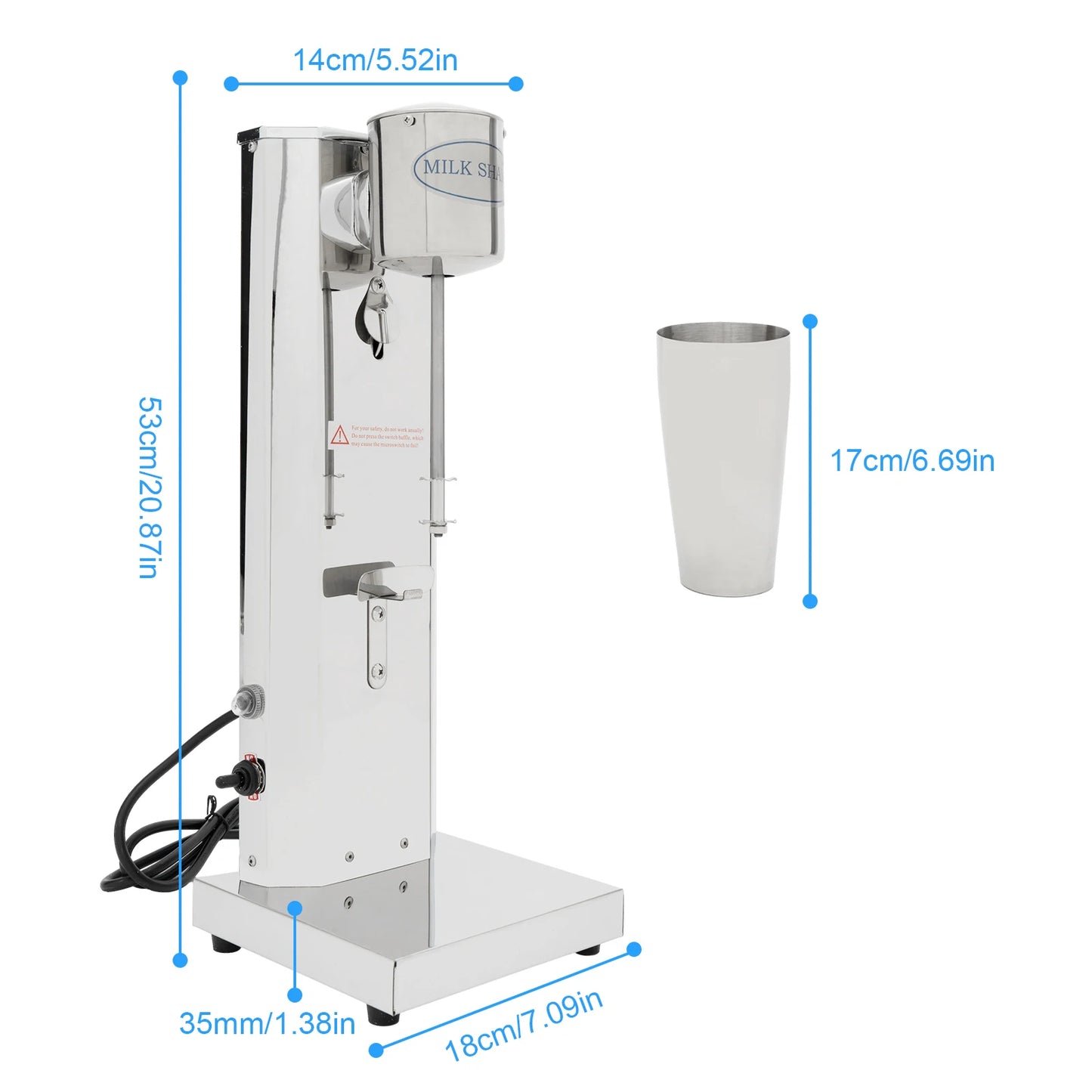 180W 650ML Commercial Milk Shake Machine Stainless Steel Milkshaker Machine 18000rpm Milk Cream Mixer.