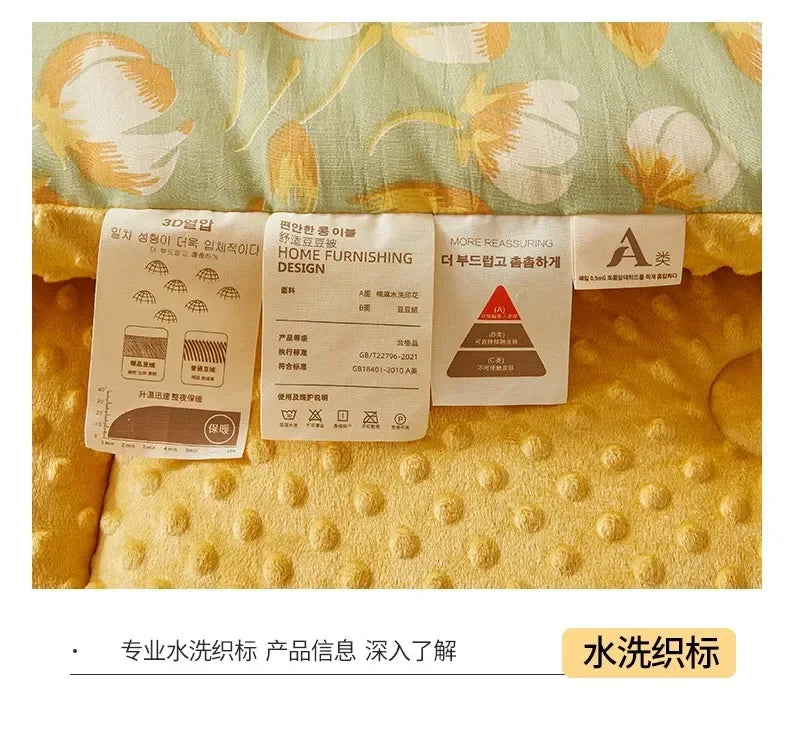 Home Textiles Comforter Stitch Printed Velvet Quilt Comforter Throw Blankets for Beds Winter Thicken Warm Quilt Core Bedding 이불