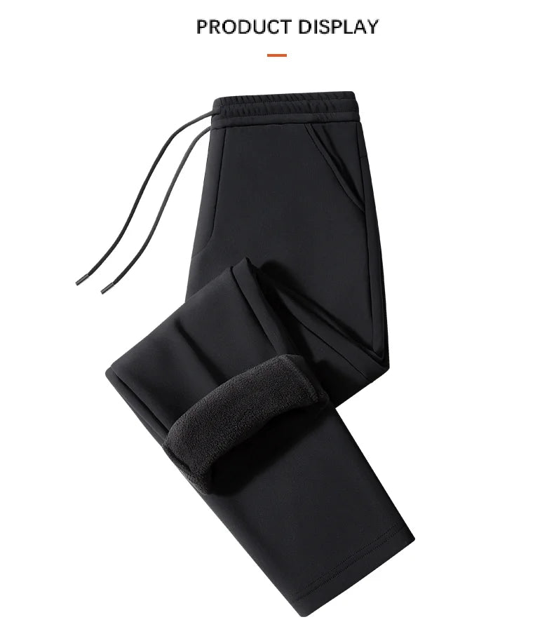 M-9XL Plus Velvet Trousers Men's Plus Size Autumn and Winter Thickened Casual Sports Pants Fat Mid-high Waist Solid Color Pants.