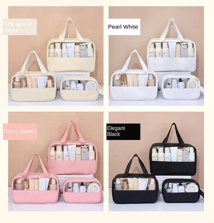 Waterproof Cosmetic Bag Portable Portable Cosmetic Storage Bag Large Capacity Pu Transparent Wash Bag Travel Storage Bag.