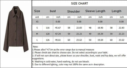 Woolen frauen Jacke Elegante Lose Langarm Turndown Einreiher Weiblichen Mantel 2024 Winter Mode Casual Dame Mantel