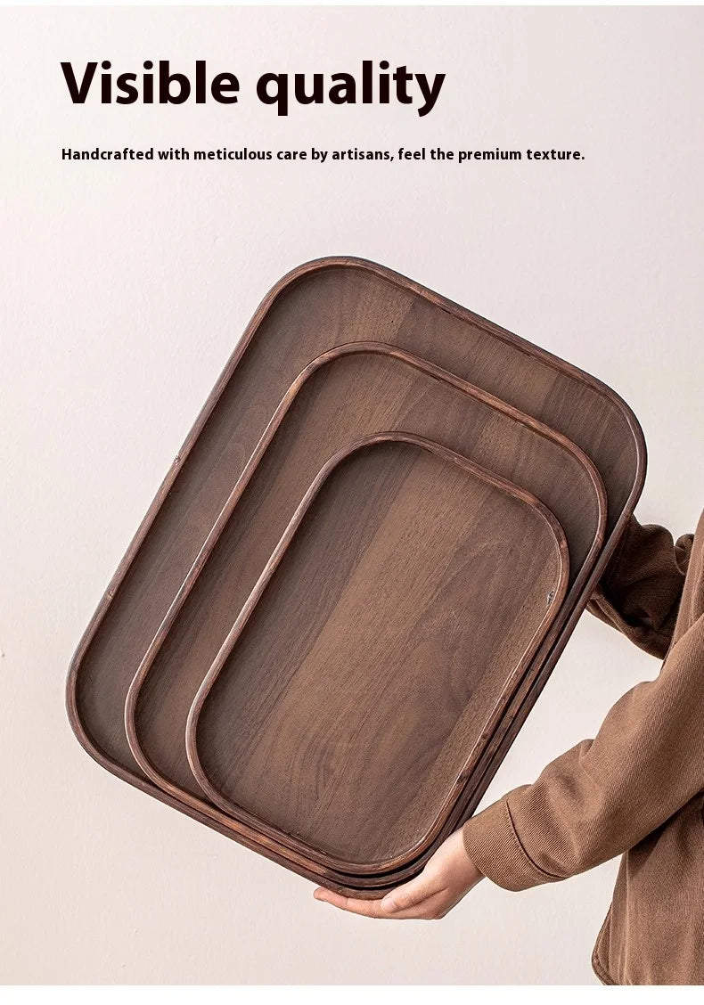 Gianxi Japanese Bamboo Household Tray Rectangular Hotel Solid Wood Dinner Plate Afternoon Tea Dessert Dim Sum Plate Tea Tray.