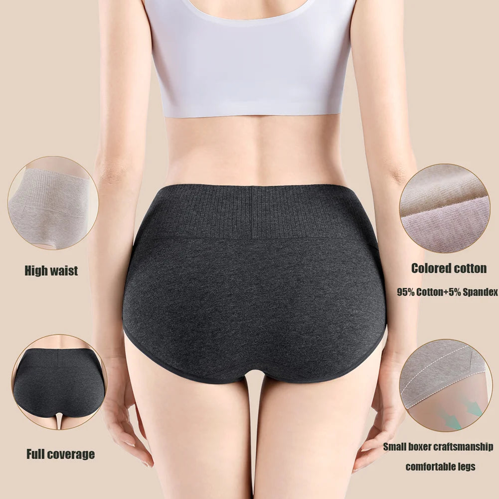 Women's Cotton High Waisted Underwear 5-Pack - Tummy Control Shapewear, Anti Bacterial, Breathable, Seamless Comfort.