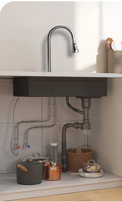 YCRAYS Digital Display Nano Kitchen Sink Large Single Bowl SUS304 Waterfall Faucet Cup Washer Purified Tap Soap Dispenser