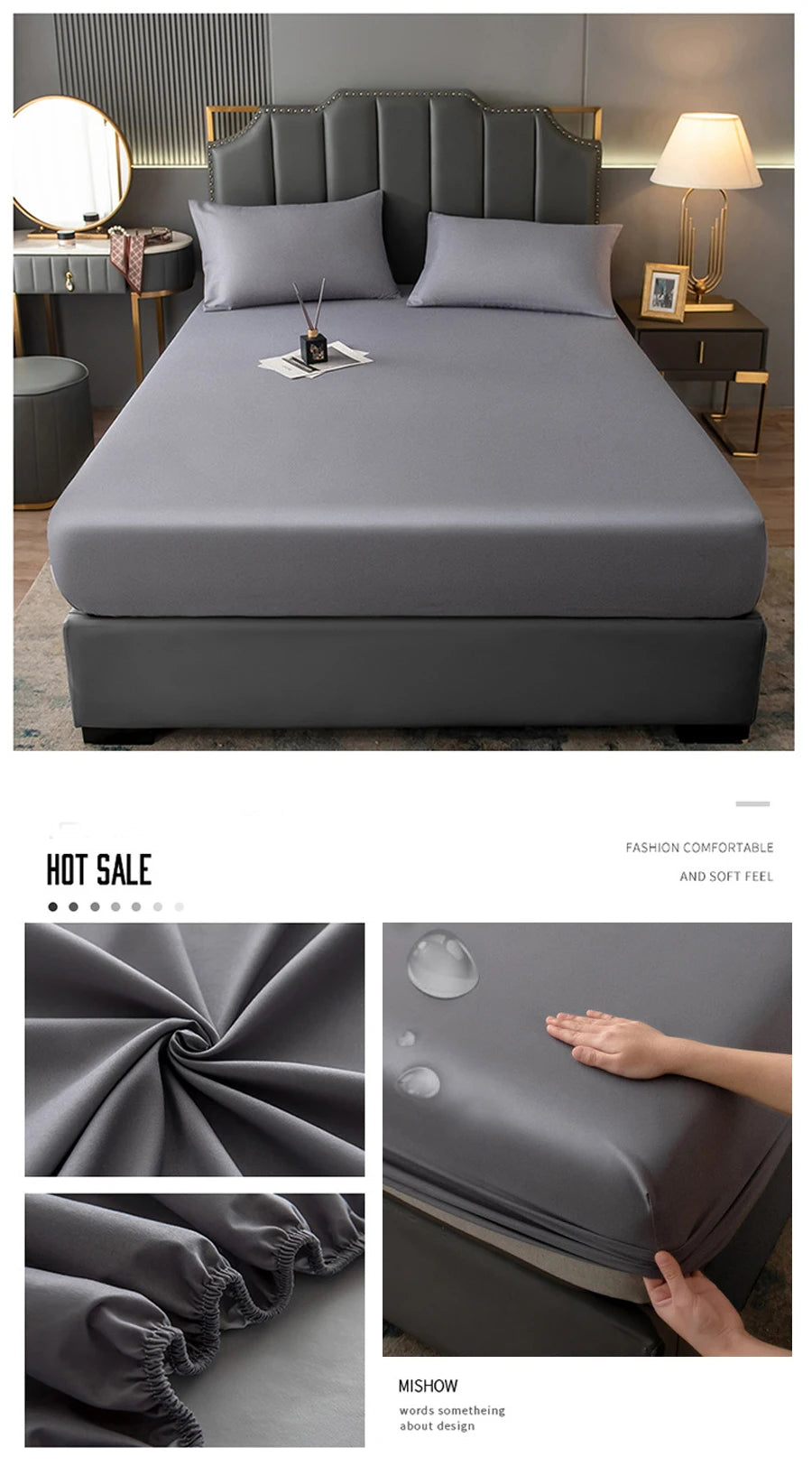 WOSTAR Waterproof mattress protector cover single double bed twin full queen king size elastic fitted sheet style protection pad.