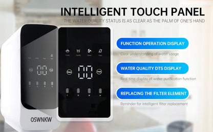 OSWNKW Reverse Osmosis Water Filtration System - 600GPD High Flow, Tankless, Reduced TDS, Compact, 1:2 Drain Ratio, Mineralized.