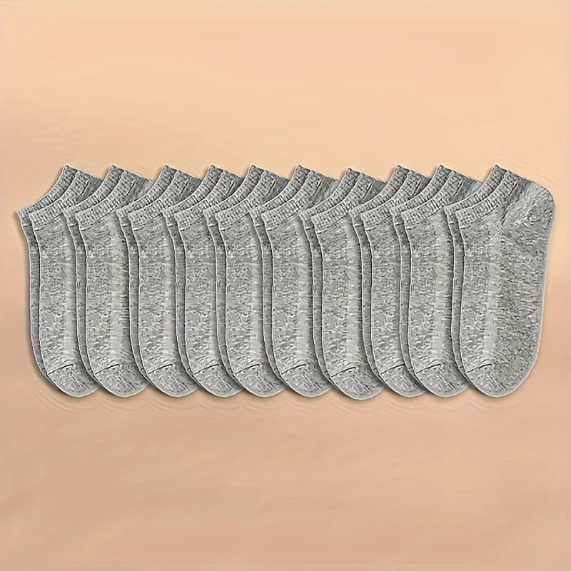 10/20/30/40/60 Pairs Of Unisex Solid Color Socks Comfy Breathable Soft Sweat Absorbent Socks For Daily And Outdoor Wearing.